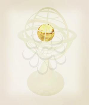 Terrestrial globe model . 3D illustration. Vintage style.