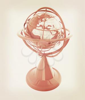 Terrestrial globe model . 3D illustration. Vintage style.