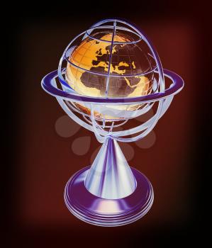 Terrestrial globe model . 3D illustration. Vintage style.