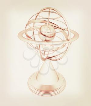 Terrestrial globe model . 3D illustration. Vintage style.