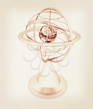 Terrestrial globe model . 3D illustration. Vintage style.