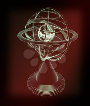 Terrestrial globe model . 3D illustration. Vintage style.