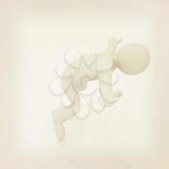 falling 3d man on white background. 3D illustration. Vintage style.