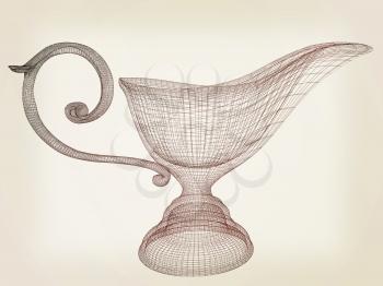 Vase in the eastern style. 3D illustration. Vintage style.