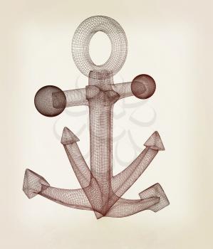 anchor. 3D illustration. Vintage style.