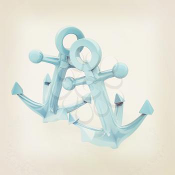 anchors. 3D illustration. Vintage style.