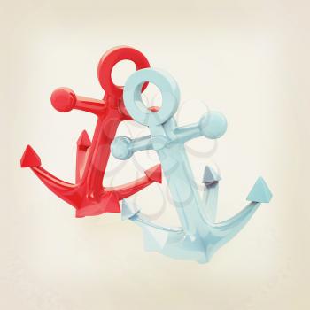 anchors. 3D illustration. Vintage style.