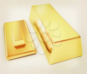 gold bars. 3D illustration. Vintage style.