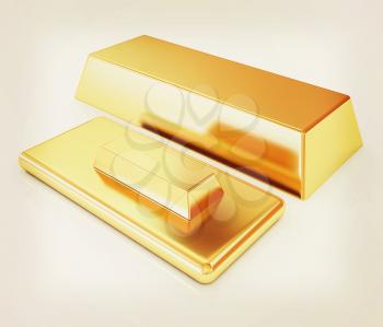 gold bars. 3D illustration. Vintage style.