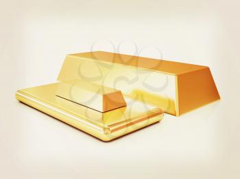 gold bars. 3D illustration. Vintage style.