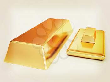 gold bars. 3D illustration. Vintage style.