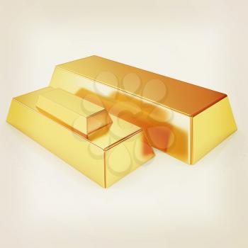 gold bars. 3D illustration. Vintage style.