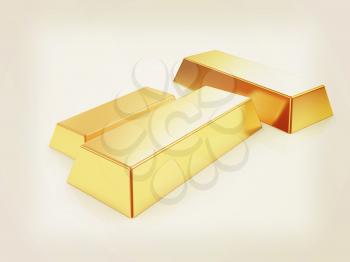 gold bars. 3D illustration. Vintage style.