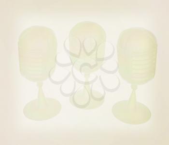 3d rendering of a microphones. 3D illustration. Vintage style.