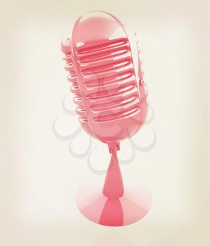 3d rendering of a microphone. 3D illustration. Vintage style.