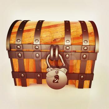 The chest. 3D illustration. Vintage style.