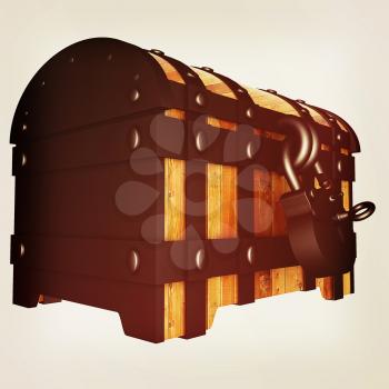 The chest. 3D illustration. Vintage style.