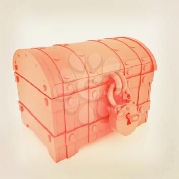 The chest. 3D illustration. Vintage style.