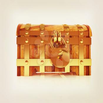 The chest. 3D illustration. Vintage style.