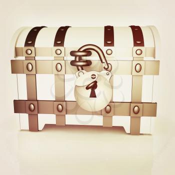 The chest. 3D illustration. Vintage style.