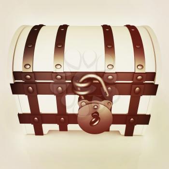 The chest. 3D illustration. Vintage style.