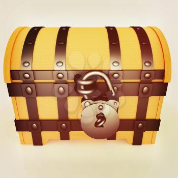 The chest. 3D illustration. Vintage style.