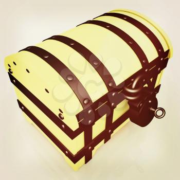 The chest. 3D illustration. Vintage style.