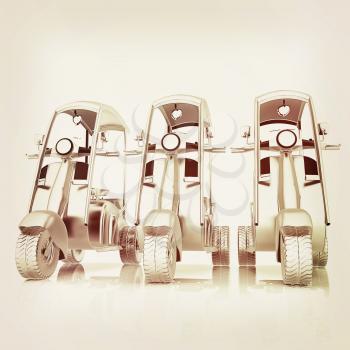 scooters. 3D illustration. Vintage style.