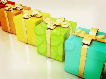 colorful gifts box. 3D illustration. Vintage style.