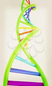 DNA structure model on white. 3D illustration. Vintage style.