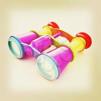 binoculars. 3D illustration. Vintage style.