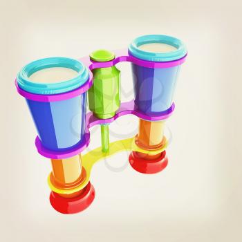 binoculars. 3D illustration. Vintage style.