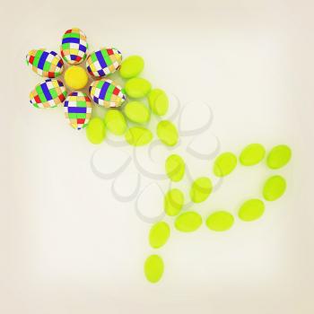 Eggs in the shape of a flower. Unique Design. 3D illustration. Vintage style.