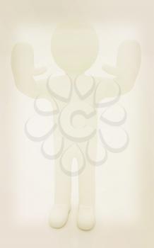 3d man. Ban, veto, warning concept - making stop gesture . 3D illustration. Vintage style.