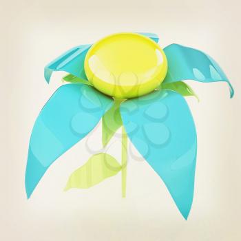 Flower icon 3d . 3D illustration. Vintage style.