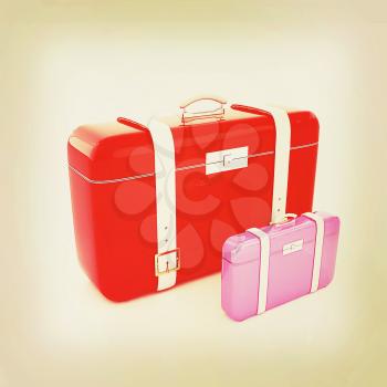 Traveler's suitcases. . 3D illustration. Vintage style.