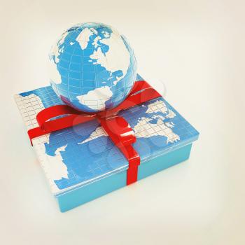 earth for gift on a white background. 3D illustration. Vintage style.