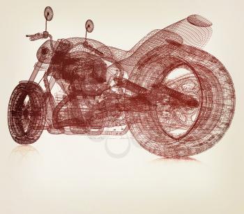 3d sport bike background. 3D illustration. Vintage style.