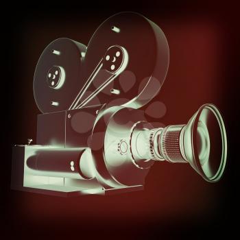 Old camera. 3d render. 3D illustration. Vintage style.