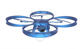 Drone, quadrocopter, with photo camera flying. 3d render