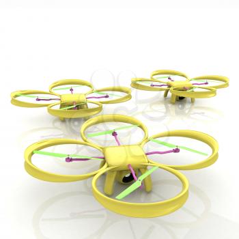 Drone, quadrocopter, with photo camera. 3d render