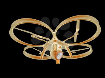 Drone, quadrocopter, with photo camera flying. 3d render