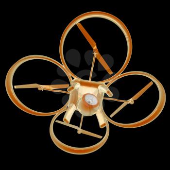 Drone, quadrocopter, with photo camera flying. 3d render