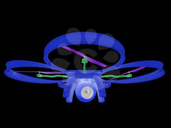 Drone, quadrocopter, with photo camera flying. 3d render