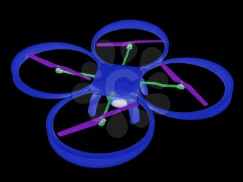 Drone, quadrocopter, with photo camera flying. 3d render