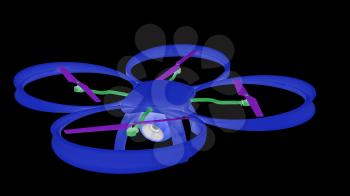 Drone, quadrocopter, with photo camera flying. 3d render