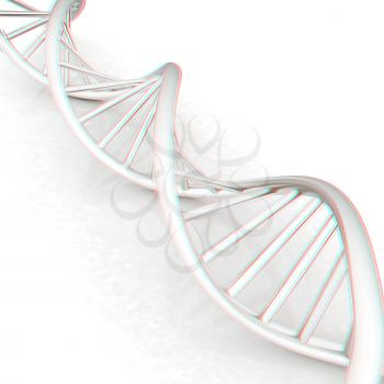 DNA structure model. 3d illustration. Anaglyph. View with red/cyan glasses to see in 3D.