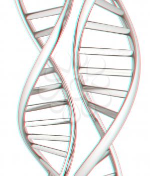 DNA structure model. 3d illustration. Anaglyph. View with red/cyan glasses to see in 3D.
