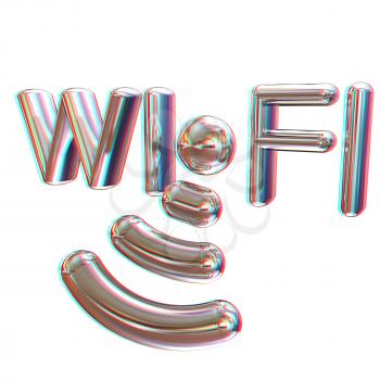 Metal WiFi symbol. 3d illustration. Anaglyph. View with red/cyan glasses to see in 3D.