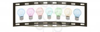 lamps. 3D illustration. The film strip